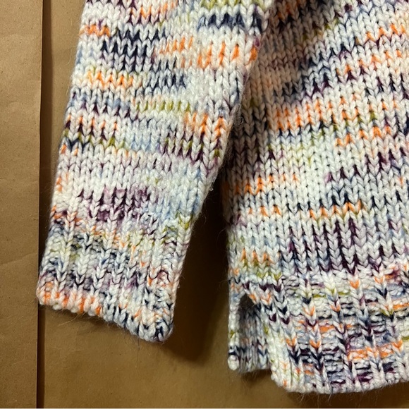 Loft | Multicolored Chunky Knit Pullover Sweater V-Neck Size 14 - Picture 5 of 11